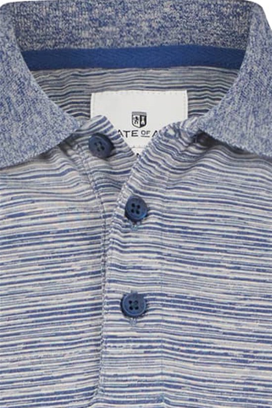 State of Art - Polo Jersey Stripes Bleu Foncé - M - Regular fit