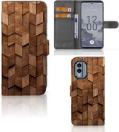 Book Style Case geschikt voor Nokia X30 Wooden Cubes