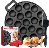 MM Brands Poffertjes pan - Poffertjes maker - Induction / Four / BBQ - Y compris poignée, brosse et Fourchettes