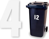 Huisnummer kliko sticker - Nummer 4 - Wit groot - container sticker - afvalbak nummer - vuilnisbak - brievenbus - CoverArt