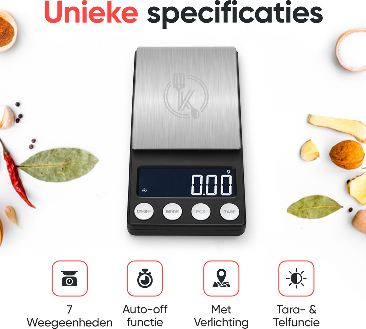 Kitchenwell digitale mini precisie keukenweegschaal - 0,01 tot 200 gram - 14.2 x 7.5 cm - pocket scale USB oplaadbaar - weegschaal keuken - zwart — cadeau in Kookcadeaus - foto 4