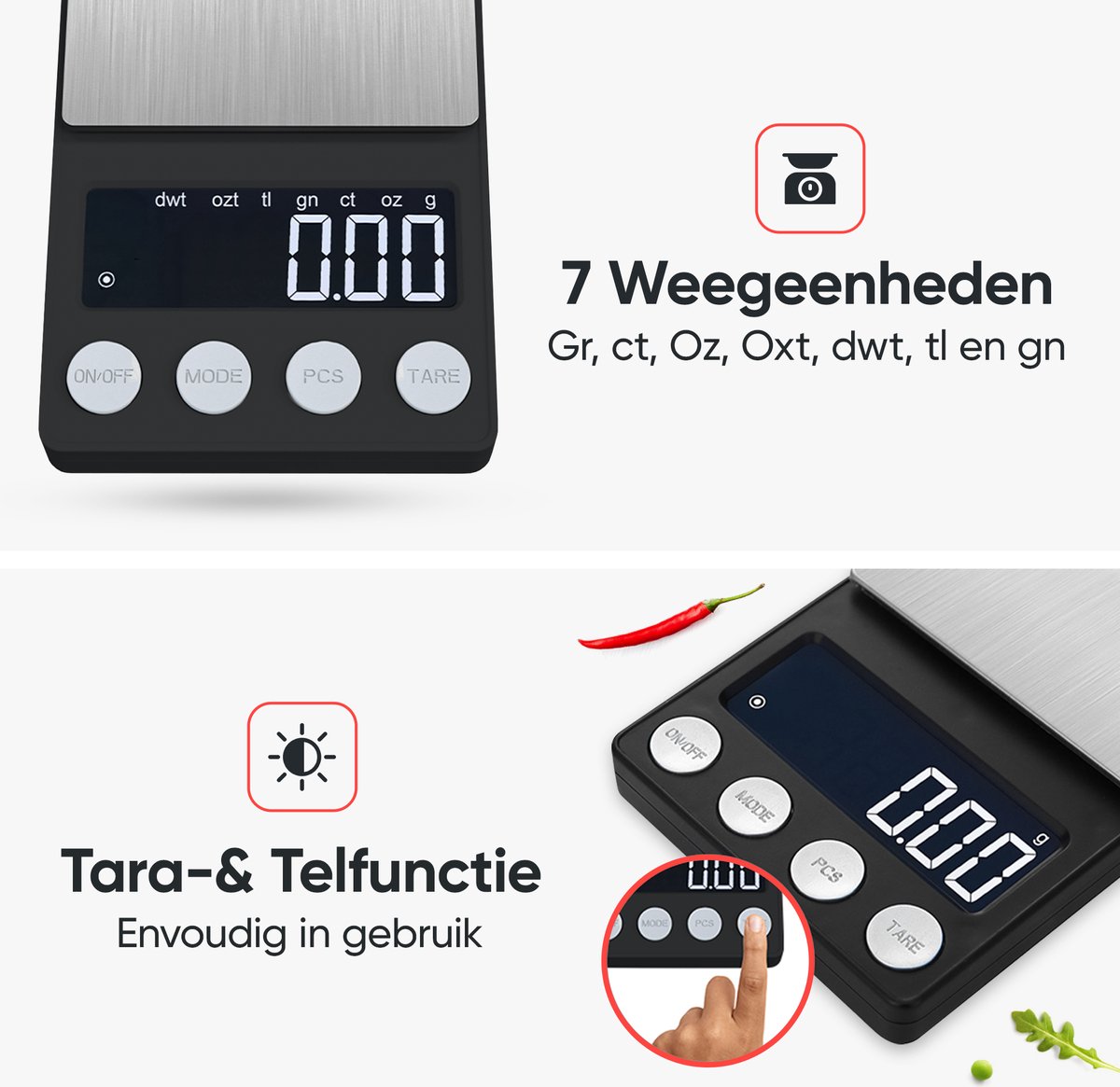 Kitchenwell digitale mini precisie keukenweegschaal - 0,01 tot 200 gram - 14.2 x 7.5 cm - pocket scale USB oplaadbaar - weegschaal keuken - zwart — cadeau in Kookcadeaus - foto 5