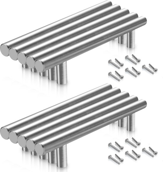 10 stuks Handgreep RVS / T-greep Denver Rvs 220mm SET - Hartafstand 160mm - Rvs - Meubelgreep Rvs - Keukengreep Rvs- Greep Rvs - Deurgreep - Handgreep keukenkastjes - keukenkast - handgrepen kast - meubelgrepen - Handgrepen voor deurtjes 10MM