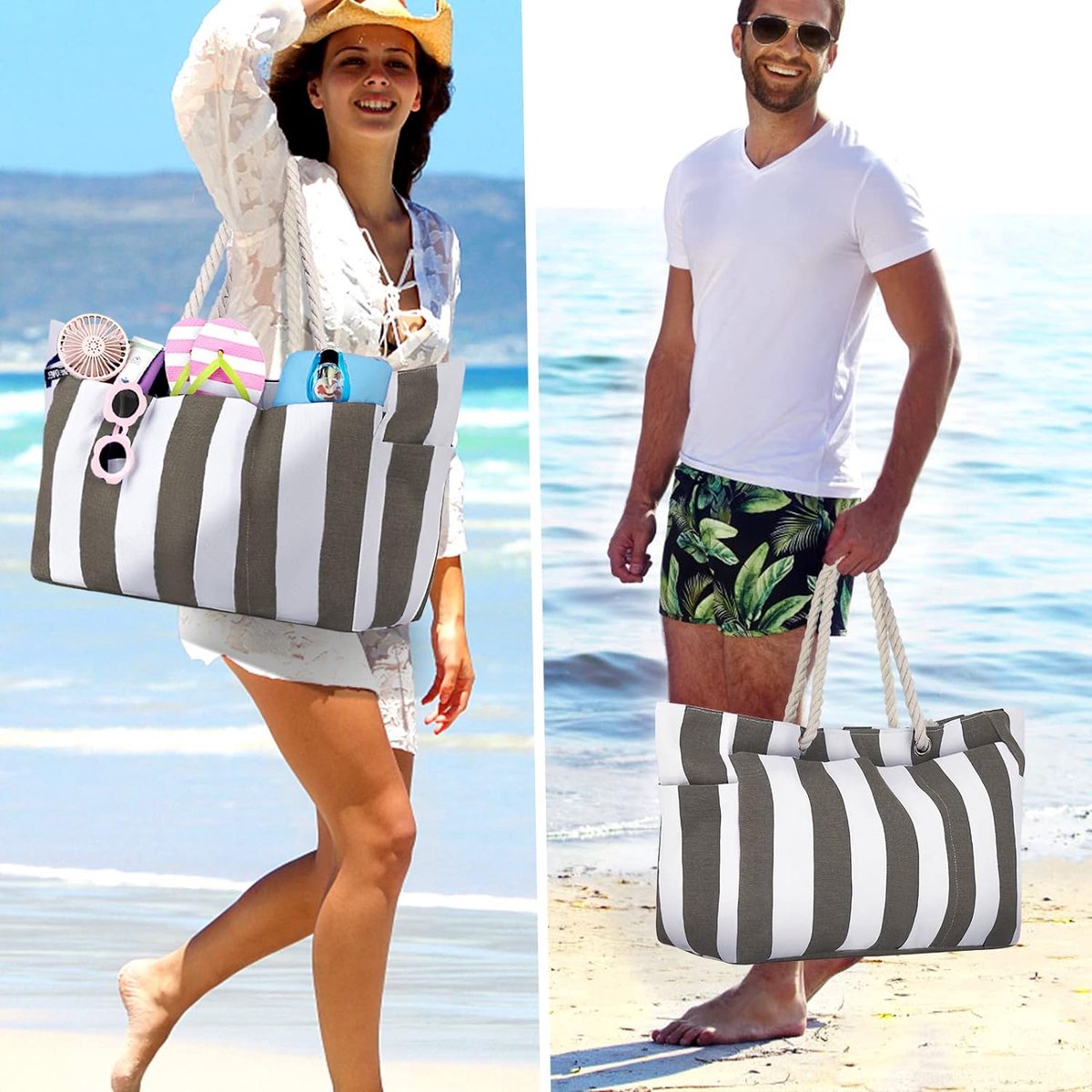 Strandtas Xxl Familie Badtas Groot Met Ritssluiting Shopper Dames Grote 
