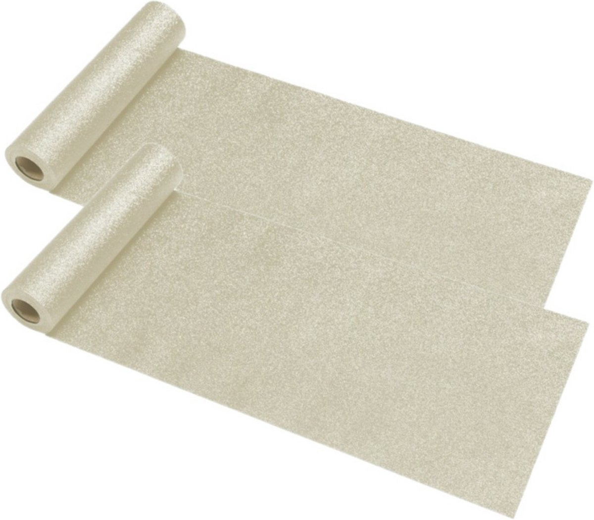 Chaks Tafelloper op rol - 2x - creme witte glitter - 30 x 500 cm - polyester