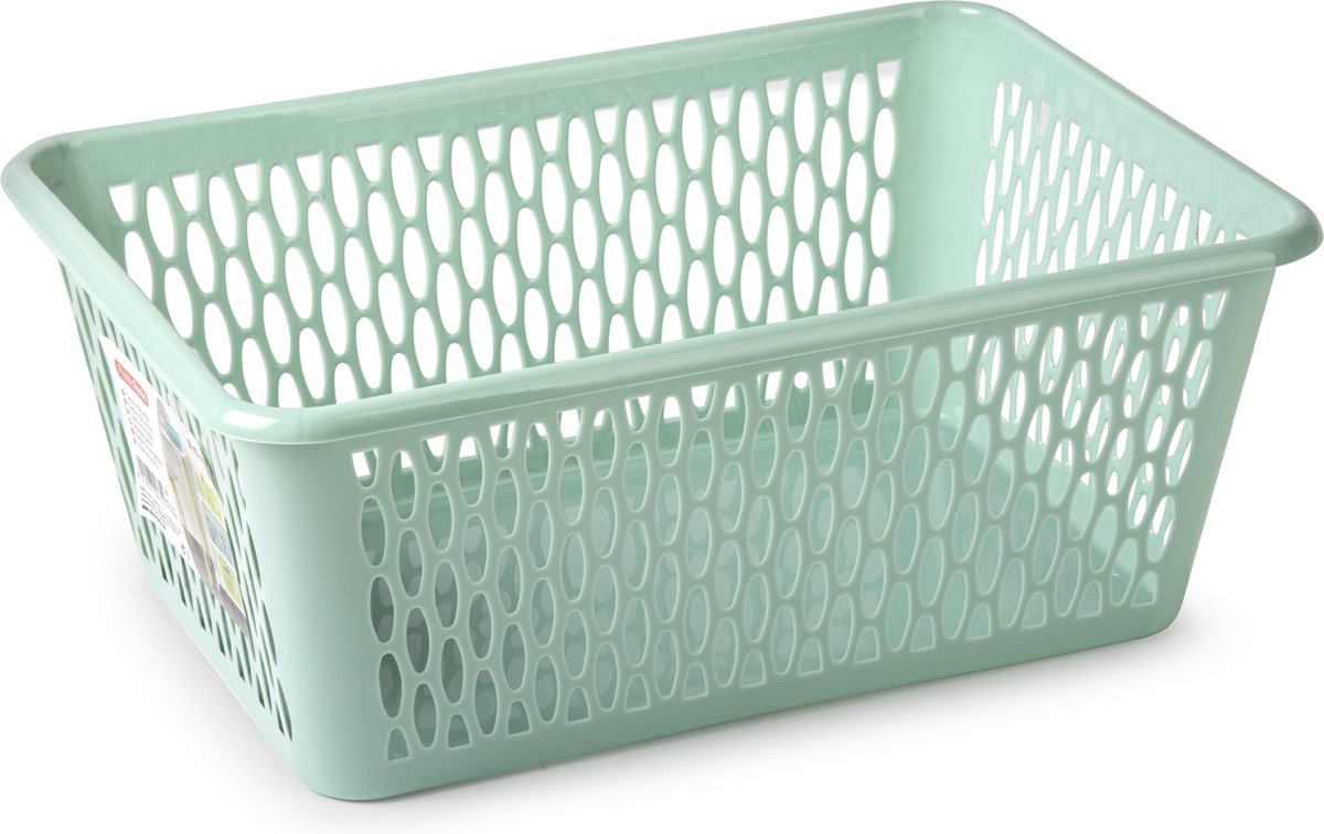 Plasticforte opbergmand/kastmandje - 13 liter - mintgroen - kunststof - 26 x 37 x 14 cm
