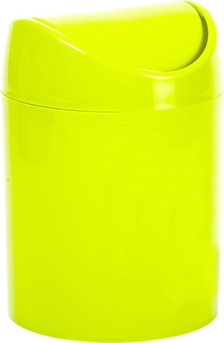 Goedkoopste Plasticforte Mini prullenbakje - groen - kunststof - met klepdeksel - keuken aanrecht/tafel model - 1,4L - 12 x 17 cm
