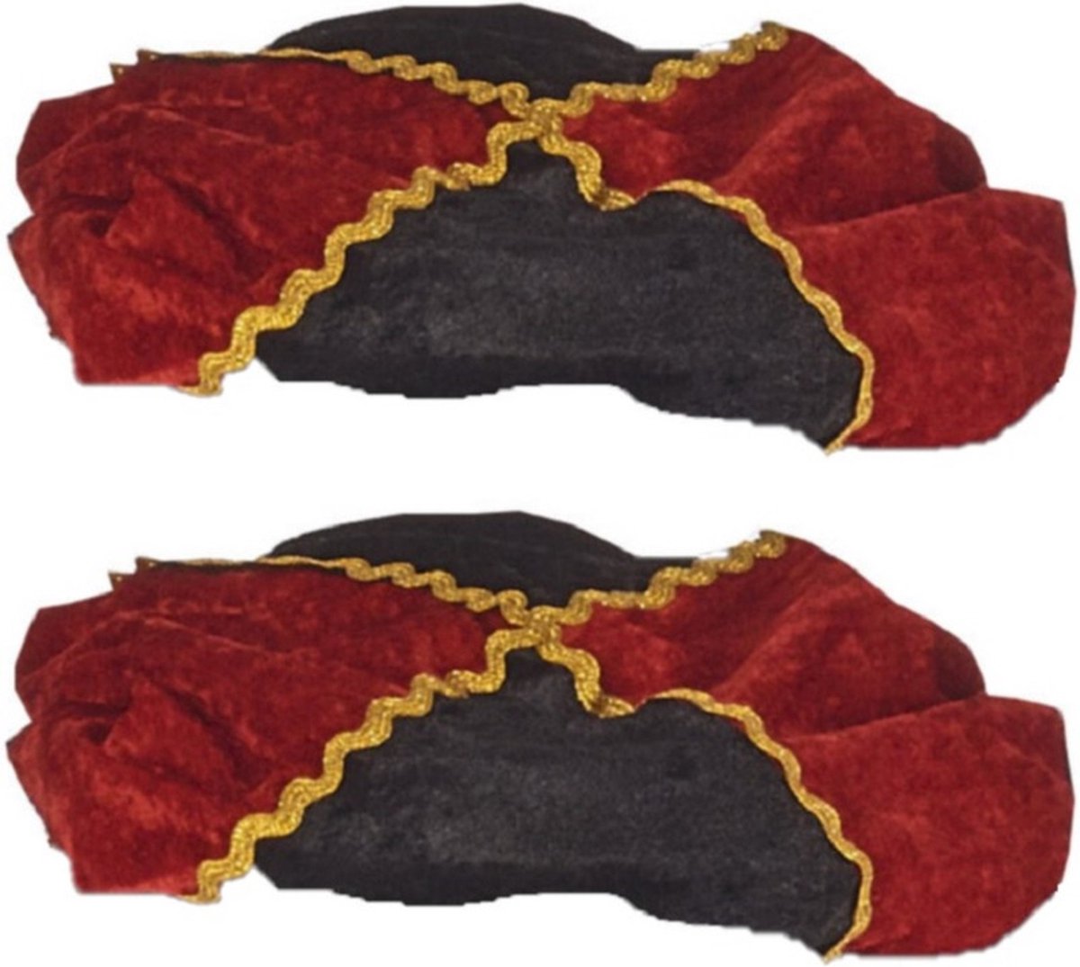 Pieten verkleed baret/muts/pet - 2x - rood/zwart - Piet accessoires voor volwassenen