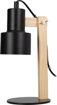 Home & Styling Tafellamp/bureaulampje Design Light - hout/metaal - zwart - H32 cm - Leeslamp