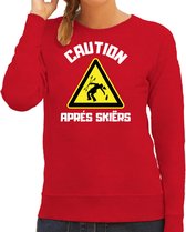 Bellatio Decorations Apres ski sweater dames - apres ski waarschuwing - rood - winter XXL