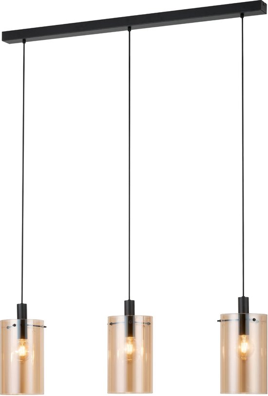 Lampe à suspension EGLO Polverara - 3 lumières - E27 - Zwart