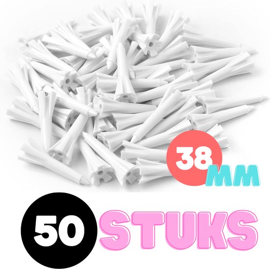 Foto: Golf tees 50 stuks 38mm duurzaam kunststof white golf accesoires golfset golftee