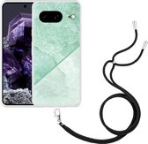 Cazy Hoesje met koord geschikt voor Google Pixel 8 Green Marble