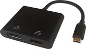 Deltaco USBC-HDDP USB-C naar DisplayPort/HDMI MST Adapter - MultiStream - 2x 4K/60Hz - Zwart