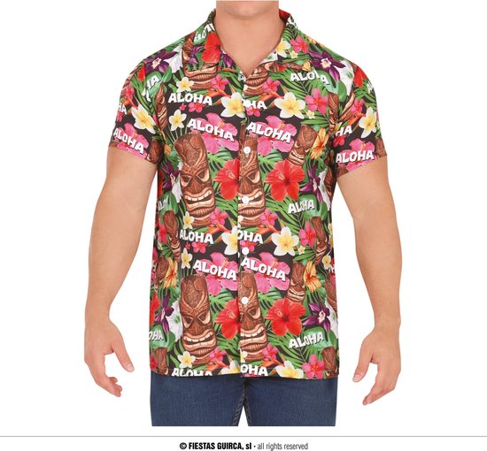 Guirca - Hawaii & Carribean & Tropisch Kostuum - Aloha Hallo Hawaii Blouse Man - Multicolor - Maat 48-50 - Carnavalskleding - Verkleedkleding