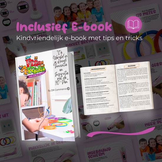 Fits4Kids® 3D Pen Starterspakket XXL - 140m Filament - Incl. E-Book - Opbergcase - Tekenmat - Tekenboek - Knutselen Meisjes & Jongens - Roze