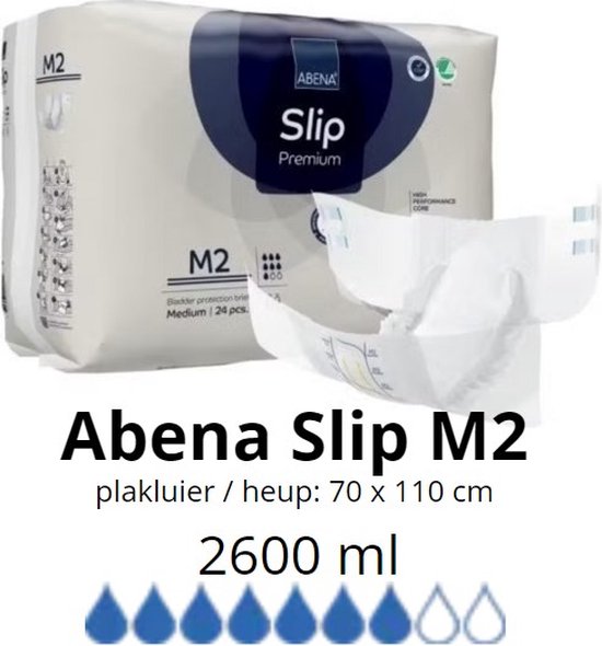 ABENA Incontinentie Slip Premium M2 - Eendelig Verband ter Bescherming van Zwaar Urineverlies en (Dunne) Ontlasting - Perfecte Aansluiting door Flexibele Sluitstrips - 24 Stuks