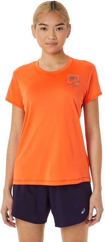 Asics Fujitrail Logo T-shirt Met Korte Mouwen Oranje M Vrouw