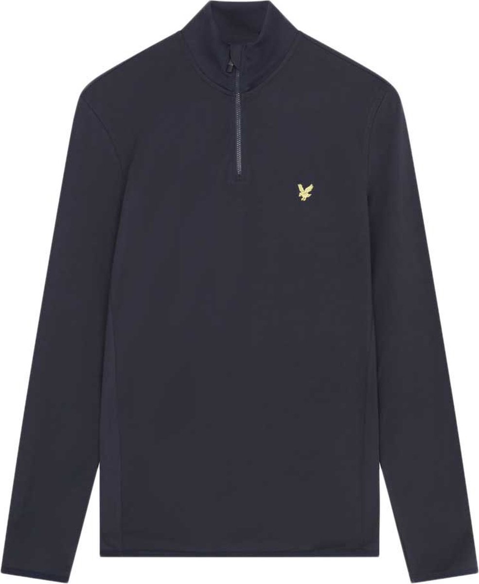 Lyle & Scott Tonal Eagle Half Rits Trui Blauw L Man