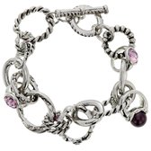 Behave Zilver-kleurige schakelarmband met paarse details