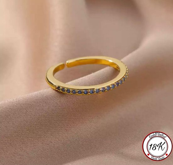 Soraro Light Blue Zirkonia Ring | Licht Blauw | Goudkleurig | 18K Goldplated | Zirkonia Stenen | Vrouwen Sieraden | Dames Ringen | Vrouwen Ringen