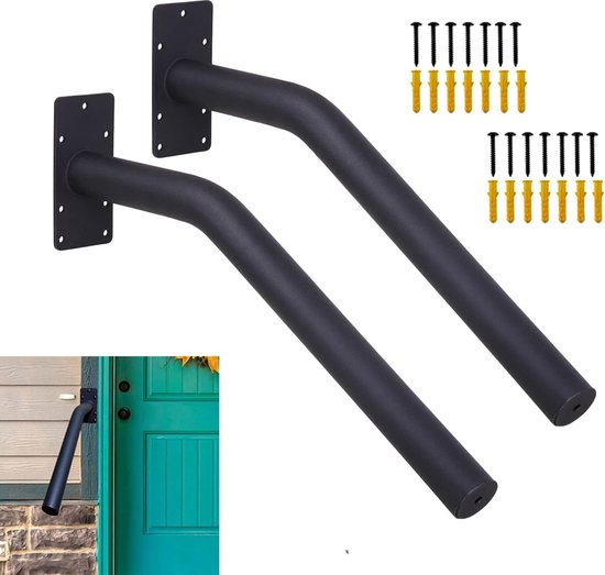 Buitentrapleuningen, 99,5 cm lang, 2 dwarsbalken, trapleuningset, overgangsleuning van Buitentrapleuningen, 99,5 cm lang, 2 dwarsbalken, trapleuningset, overgangsleuning van