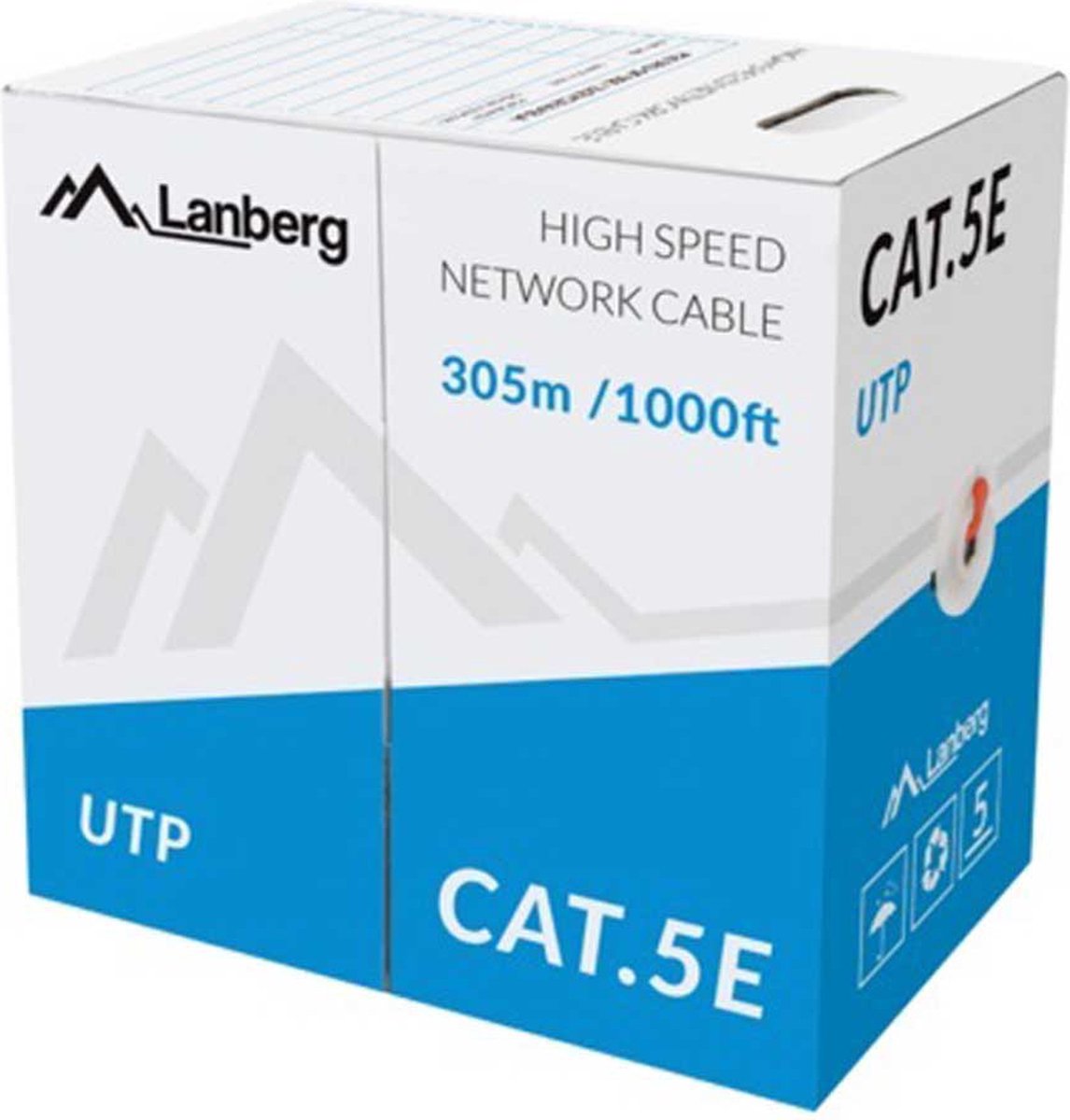 Stevige UTP-netwerkkabel categorie 5e Lanberg LCU5-10CC-0305-B Blauw 305 m