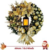 Kerstkrans - Met Lichte Boogbal - Kerstdecoratie Voor Thuis - Kerstdeur - Raam - Kamer Deco - Oudejaarsavond 2024