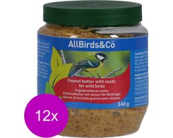 Allbirds&Co Vogelpindakaas Zaden - Voer - 12 x 340 g