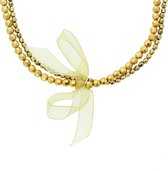 Behave Collier de perles dorées avec nœud