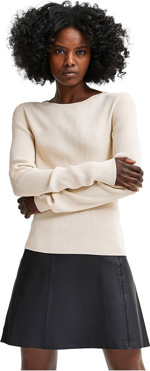 Selected SLFSTANDARD SS V-NECK TEE sweater dames zand