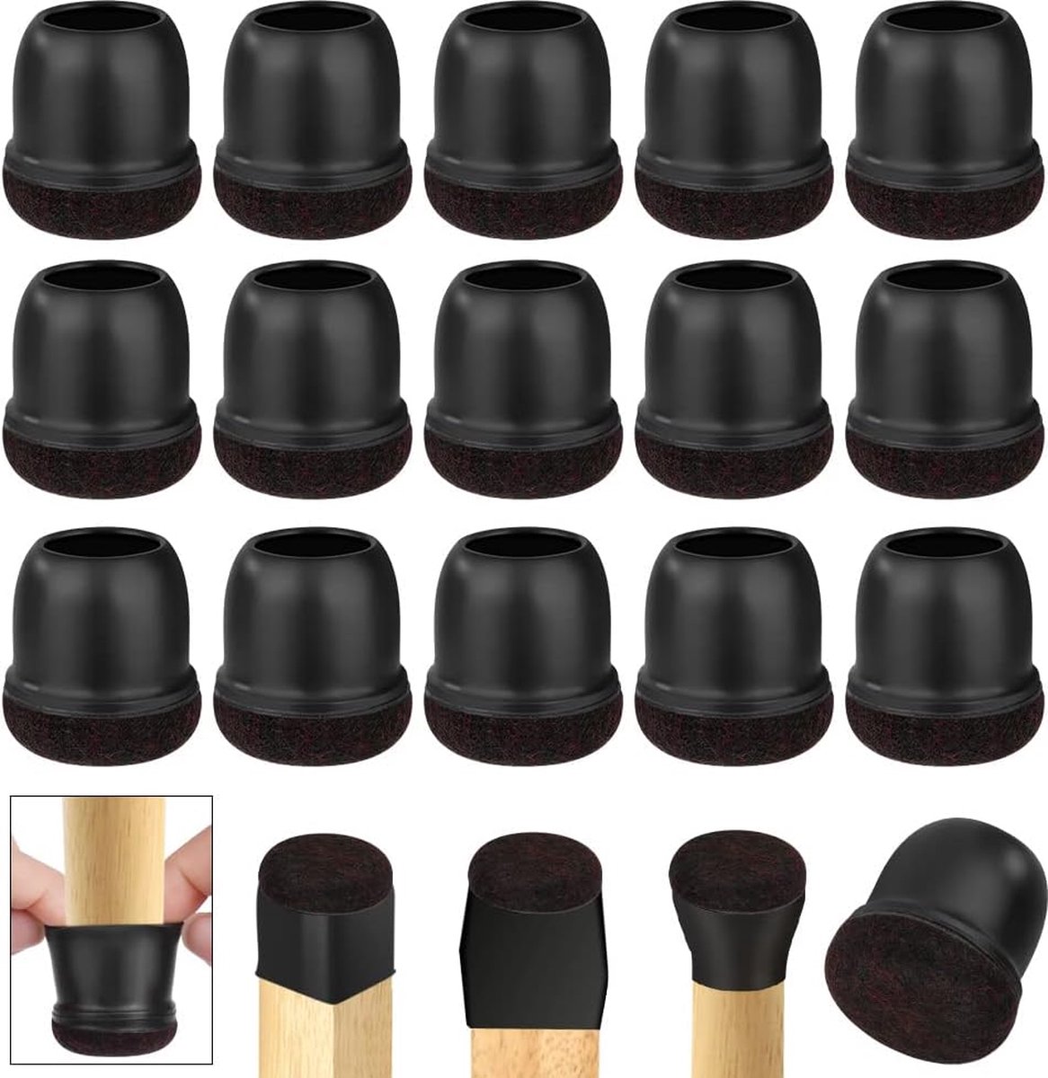 Patins en feutre, 160 pièces patins pour meubles (carrés et ronds), noirs,  patins pour