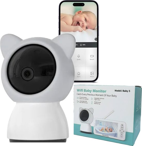 Batekss Babyfoon met camera en app – Terugspreekfunctie - 360 graden  draaibaar – 5.0... | bol