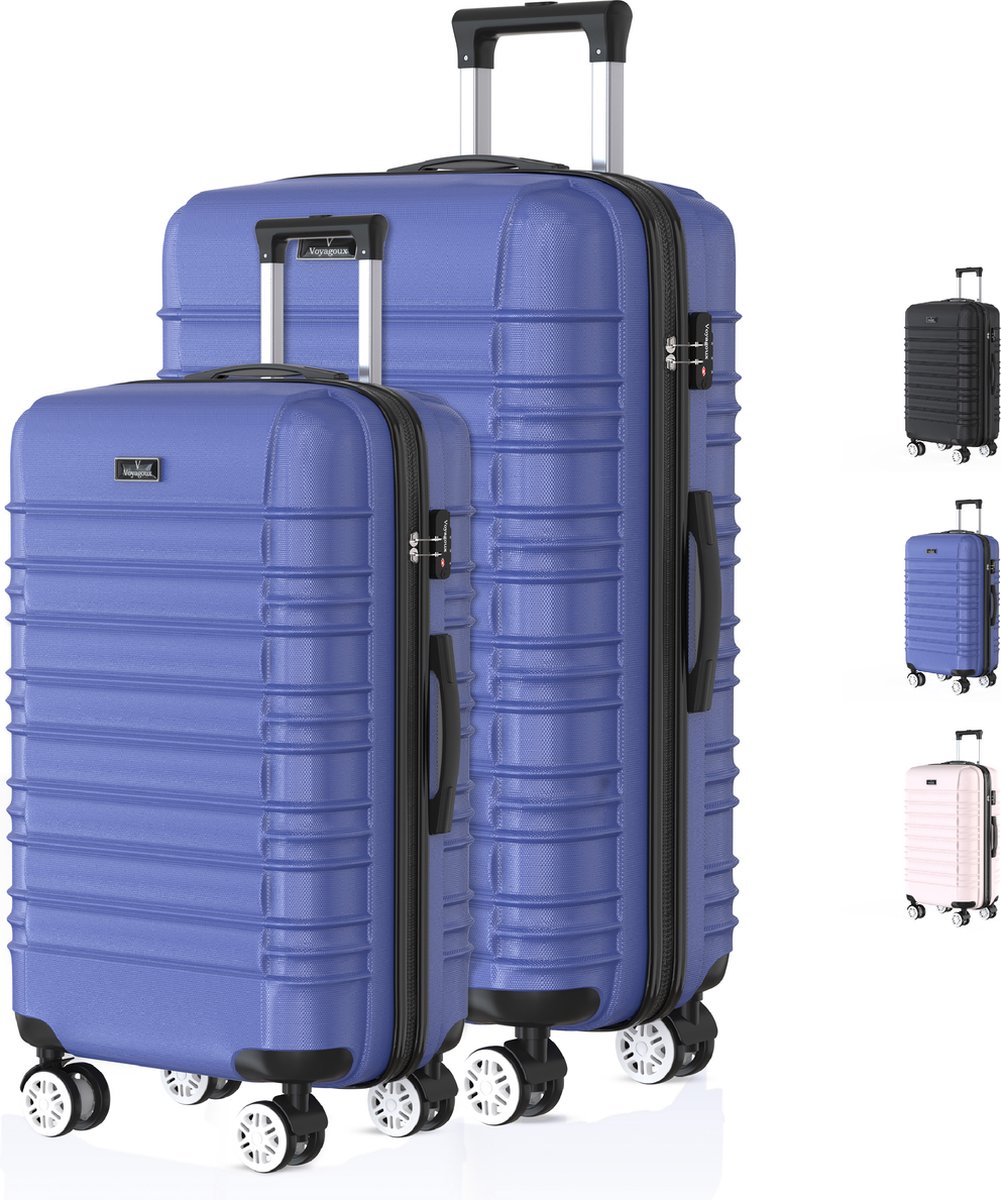 Voyagoux® AVALON - Reiskoffer set M/L - Koffers - 2 stuks - Reiskoffer met wielen - Blauw -TSA Slot