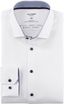 OLYMP 24/7 No. 6 Six super slim fit overhemd - mouwlengte 7 - structuur - wit - Strijkvriendelijk - Boordmaat: 41