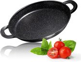 Pan à Paella Professionnelle | Pan à frire de 40 cm | Aluminium | Marbre antiadhésif | Sans produits chimiques | Pour toutes les plaques à induction, Safe au four