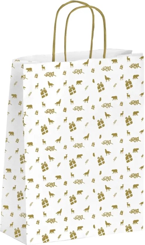 10 x Geschenkzakken – verjaardag tasjes van kraftpapier gedraaide handvaten " Noach" 18x8x22cm/ papieren tassen /Cadeau verpakking