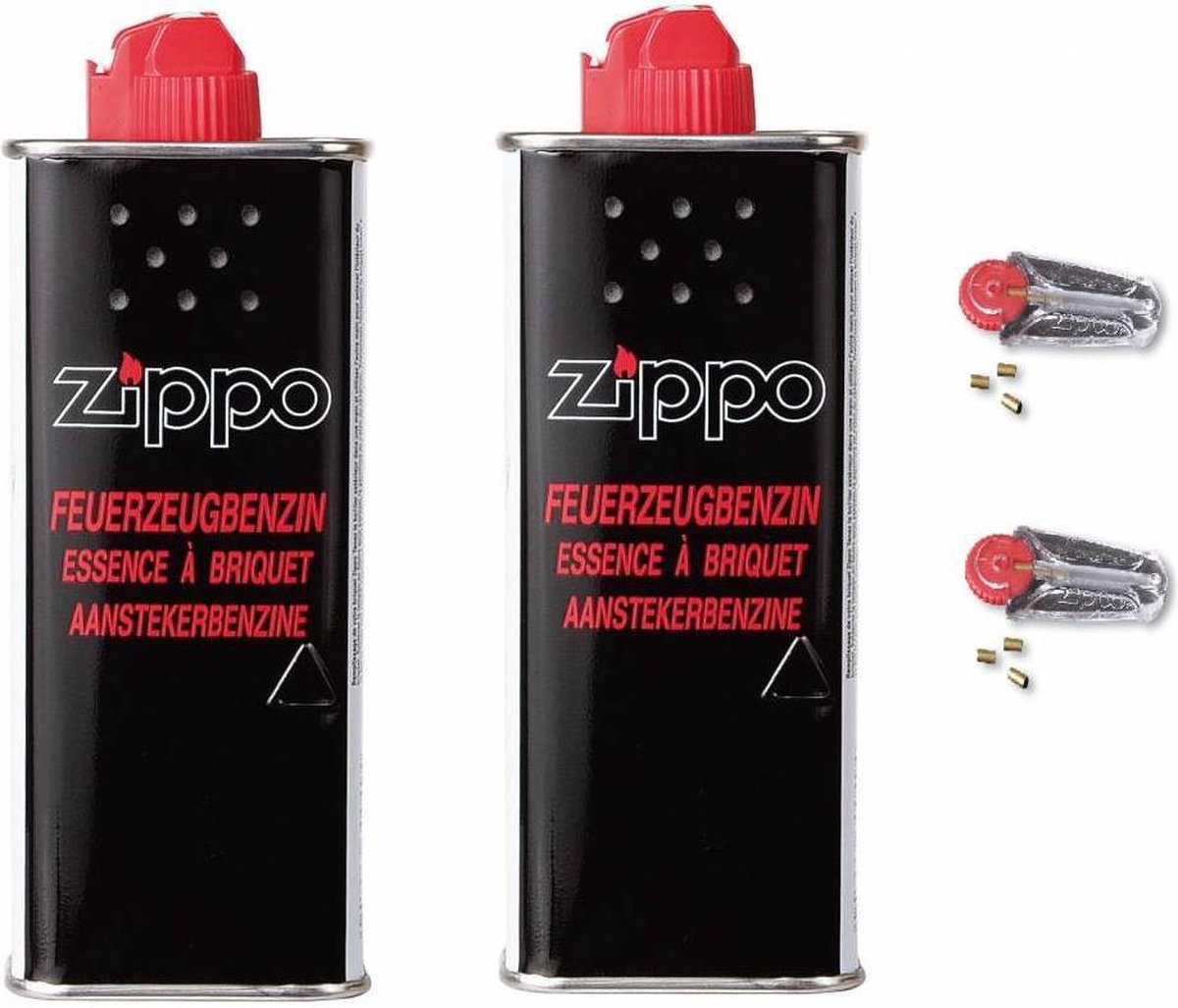 Franje coupon Triviaal Zippo Voordeelpakket - 2x Aanstekervloeistof en 2x Vuursteentjes | bol.com