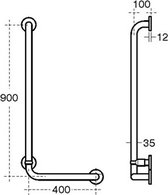 Ideal Standard Contour 21 wandgreep 90 90x40cm links wit