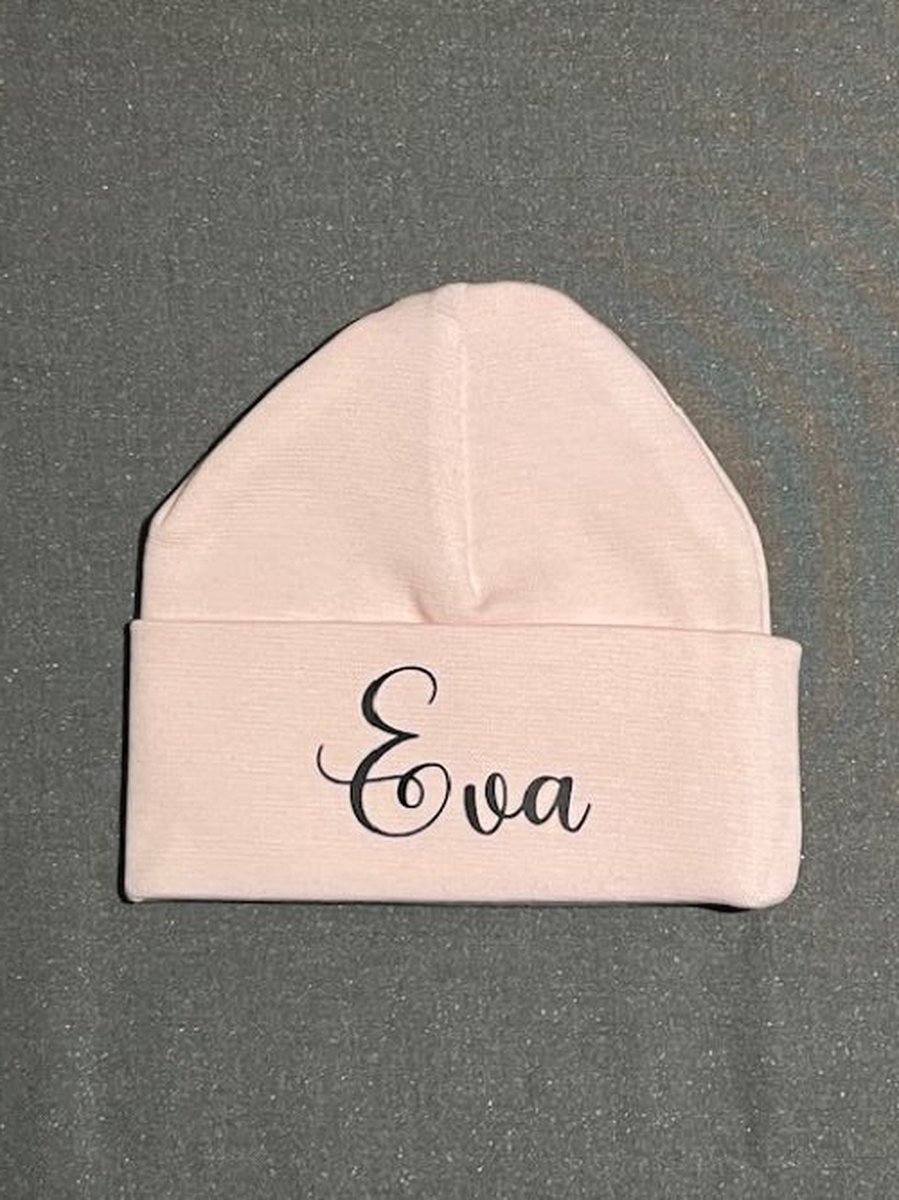 Goedkoopste Babymuts - gepersonaliseerd - met naam - Kleur Licht Roze - maat 0-3 maanden - Baby - Muts - Kraamcadeau