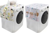 Wasmachinehoes, wasmachineafdekking, 2 stuks waterdichte huishoudelijke koelkast, stofbescherming, multifunctionele cartoon wasmachine-afdekking met opbergtas, 130 × 55 cm