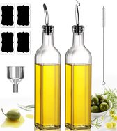Oil Bottle, 2 Pack of 500 ml Vinegar and Oil Dispenser Set, Oil Bottle with Spout, Olive Oil Bottle for Kitchen and BBQ
