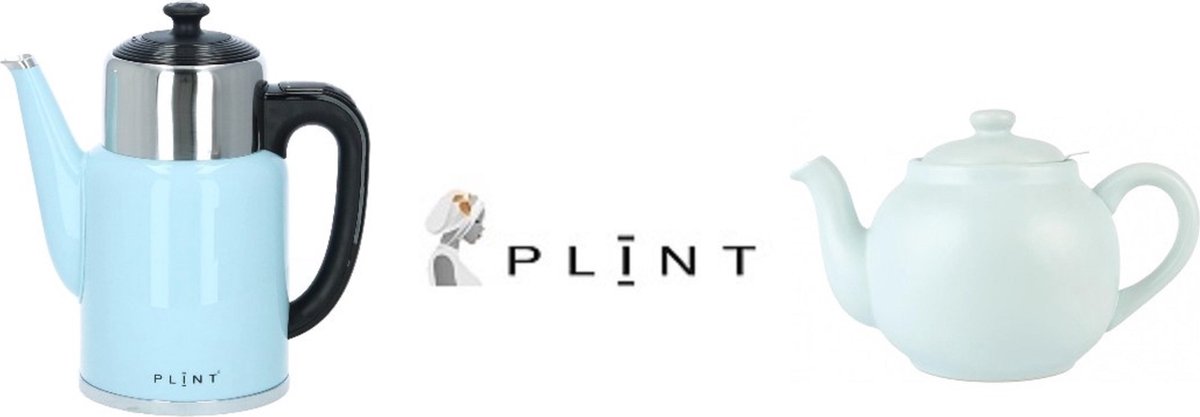 Plint Retro luxe theeset cadeauset - Retro dubbelwandige en regelbare waterkoker - Retro Theepot met theezeef 2.5L - Ice/ pastelblauw