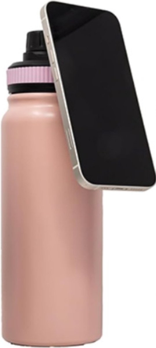 Waterfles met telefoonhouder - Thermofles met MagSafe Ring en zeef - Roze