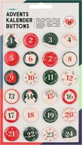 Adventskalender 24 buttons, parelmoer, 24 stuks, van metaal, voor het maken van individuele adventskalender, wit/goud, één maat