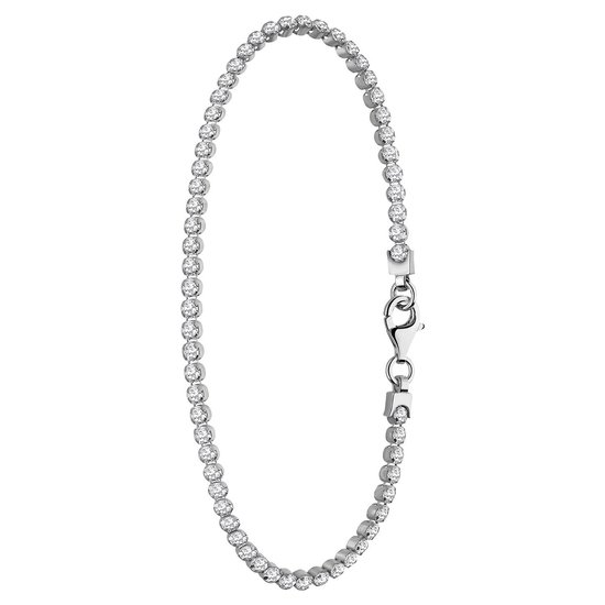 Lucardi Dames Zilveren tennisarmband zirkonia - Armband - 925 Zilver - Zilverkleurig - 21 cm
