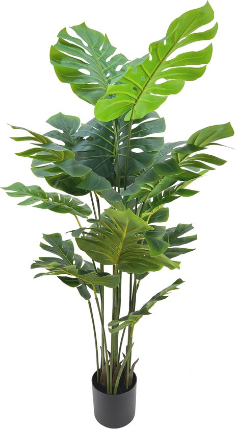 Monstera Kunstplant 145cm | Grote Monstera Kunstplant | Kunstplant voor Binnen | Grote groene kunstplant | Kunst gatenplant | Nep Monstera