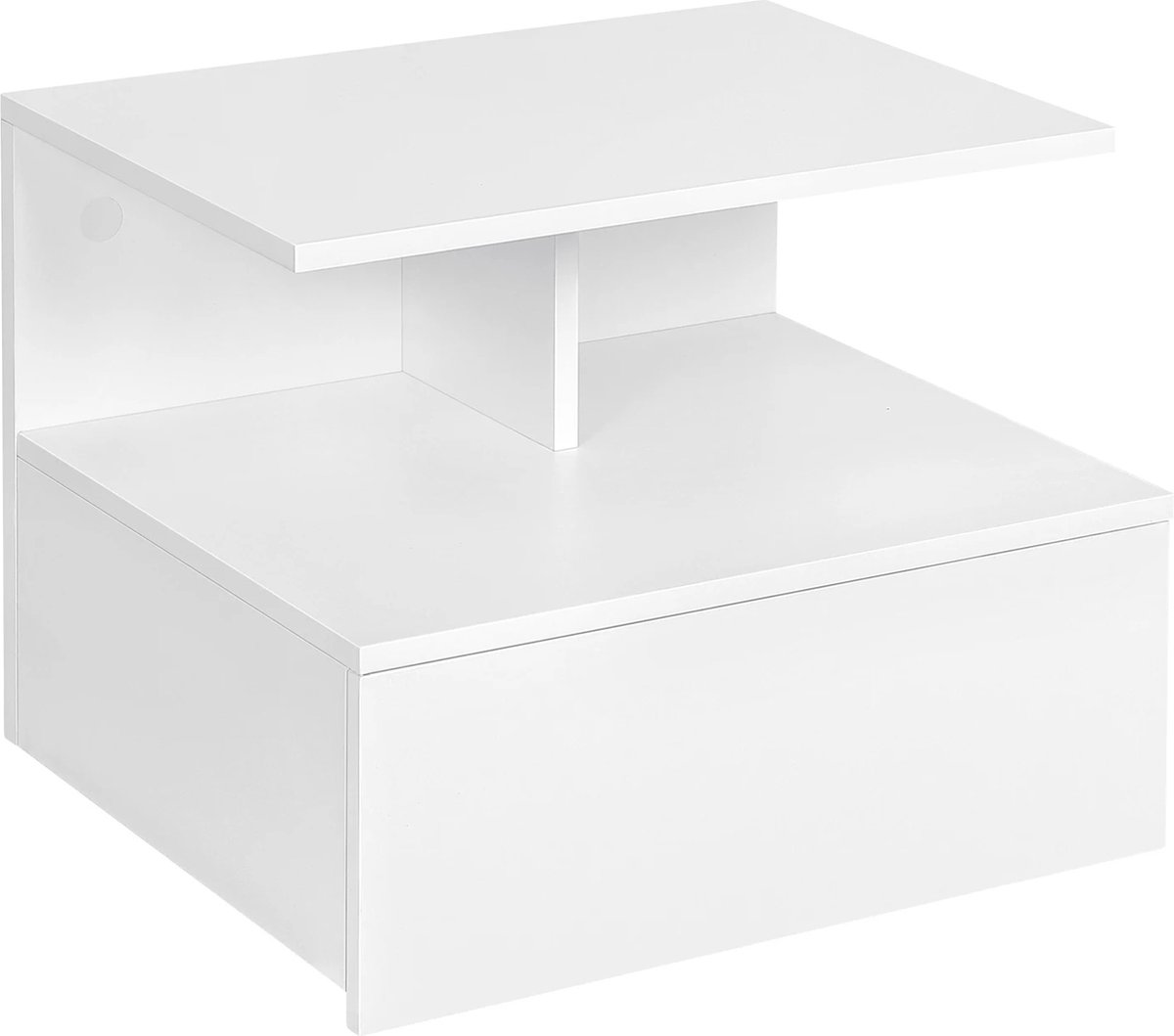 BukkitBow - Hangend Nachtkastje / Wandplank - Met Lade en Open Plank (40X35X31CM) - Wit