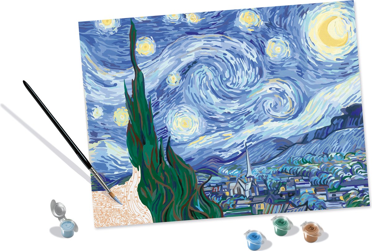 Ravensburger The Starry Night (Van Gogh) - Schilderen op nummer voor volwassenen — afbeelding 4