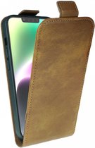 Rosso Element Verticale Flip Case Geschikt voor Apple iPhone 15 | Portemonnee Book Case | Hoesje met Pasjeshouder | Magneetsluiting | Twee Pasjes | Bruin